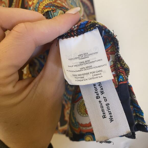 J Crew 100% Silk Twill Top Blouse in Bold Paisley Multi Size 6 - Picture 6 of 8